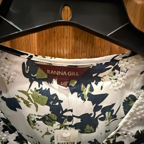 Ranna Gill Aida Embroidered Green/White Floral Jumpsuit, NWT SZ L - Picture 11 of 12